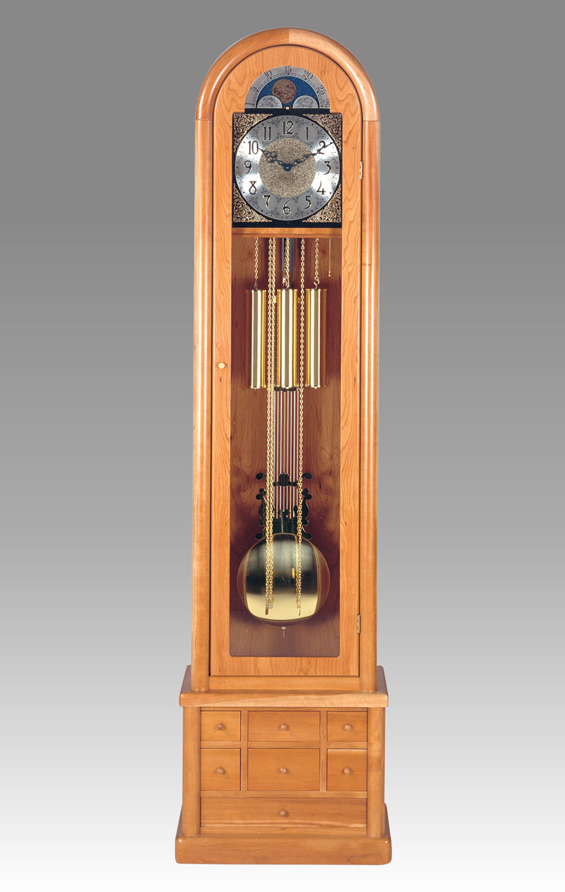 Grandfather clock Art.542/3 cherry wood with 7 drawers